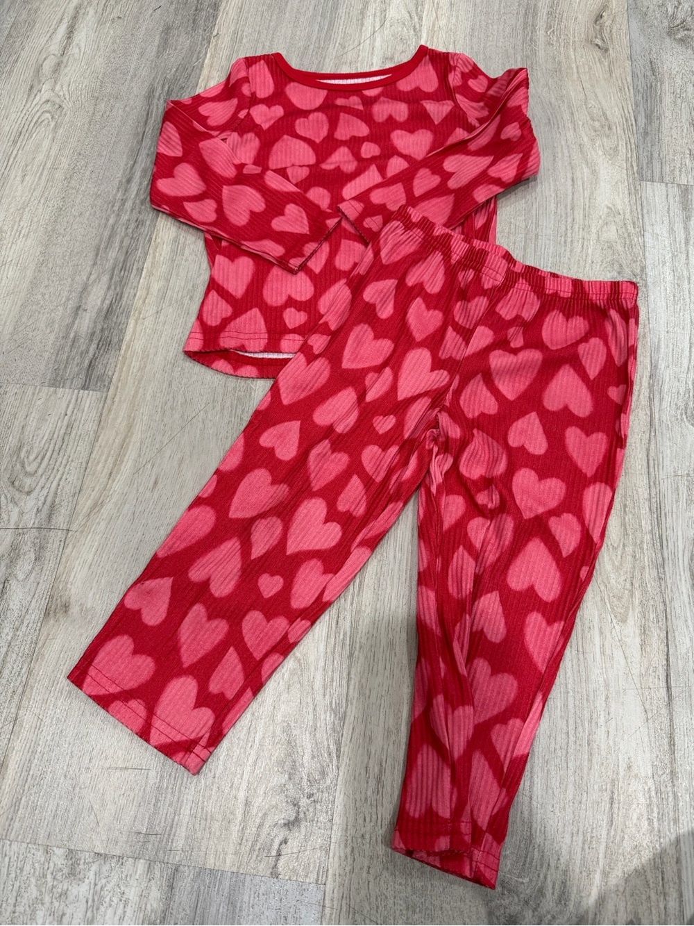 Carter's Red Pajama Set with Pink Heart Print